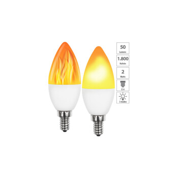 2 ampoules LED E14 effet flamme avec 3 modes d'éclairage