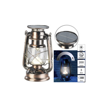 Lampe-tempête LED Lunartec 200 Lumens | Intensité Variable | Design Rétro Bronze | Piles AA