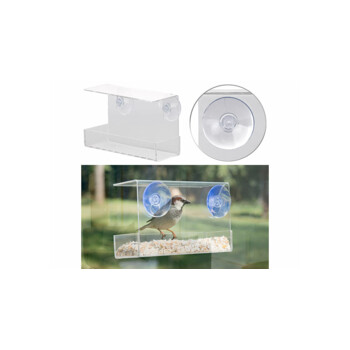 Mangeoire à oiseaux transparente pour l'extérieur avec ventouses puissantes  – Mangeoire à oiseaux transparente pour la maison, les chats, les enfants