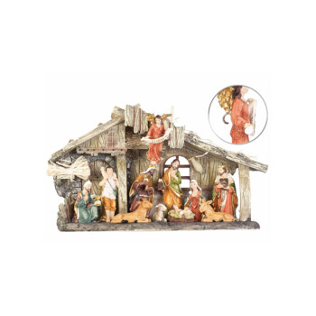 Crèche De Noël Miniature Lumineuse En Résine - Sculpture Décorative Avec Lumière | 20,5 Cm, Idéal Pour Table