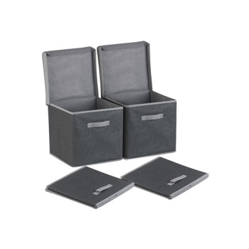 Purebryt Boîte de rangement pliable en tissu cubique (10,5 x 10,5 x 11),  1 paquet, gris foncé 