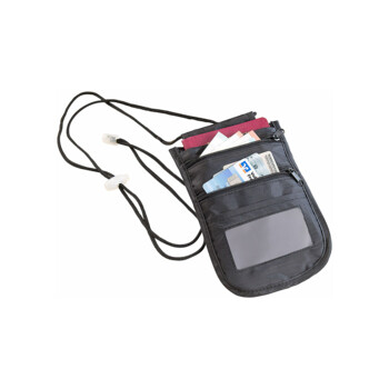 Pochette tour-de-cou unisexe à protection RFID et 4 compartiments - Noir