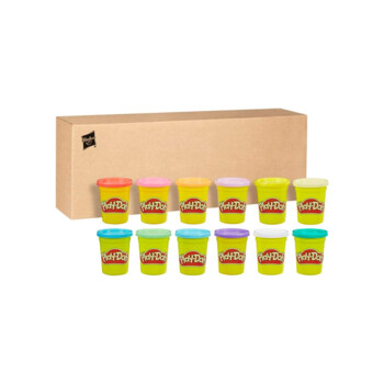Pack De 12 Pots Play-Doh De 28 G – Coffret L'Imagination En Fête – Couleurs Vert, Rouge, Rose Et Bleu Foncé – Idéal Pour Surprises Et Récompenses
