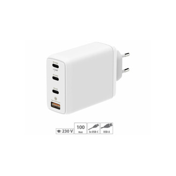 Chargeur secteur GaN 4 ports USB-A / USB-C 120 W – blanc