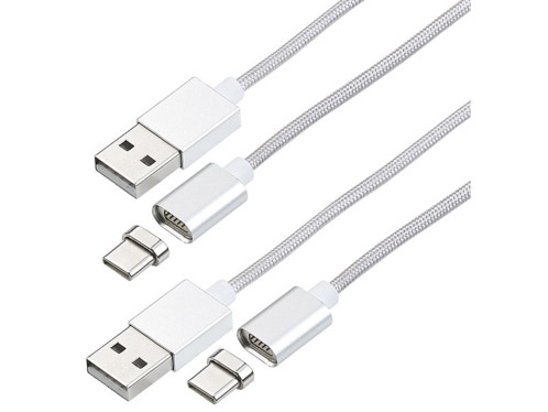 2 câbles USB transfert & chargement 1 m à connecteur magnétique USB-C