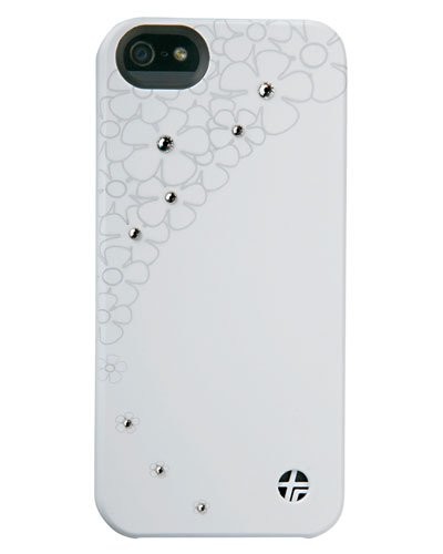 Coque cuir ''Crystal Flower'' pour iPhone 5 / 5S / SE – blanc