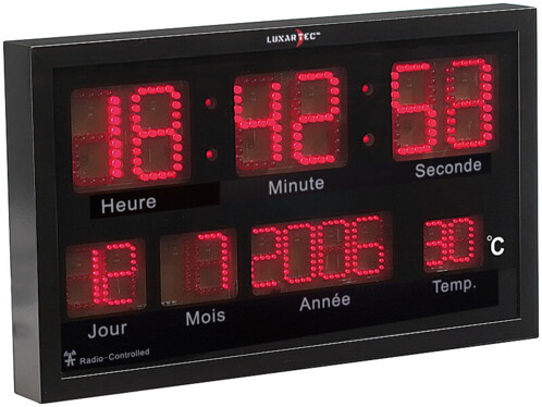 Horloge Murale Digitale LED Rouge - 60 LEDs Pour Secondes - Chiffres Grands 5cm - Design Moderne Pour Cuisine, Salon, Bureau