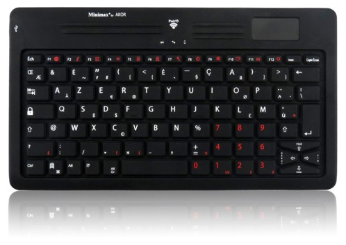 mini clavier sans fil avec revetement caoutchouc doux touchpad pavé numerique akor minimax cl400