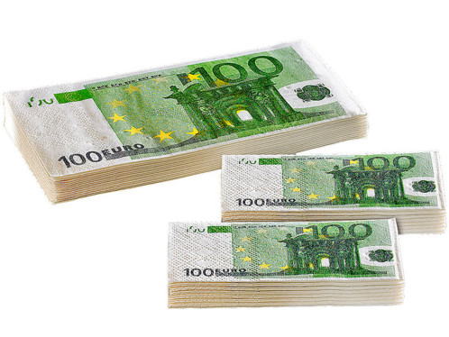 Lot de mouchoirs et serviettes en papier imprimés 100 Euros Pearl