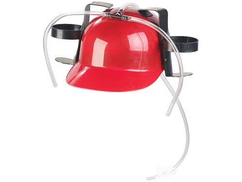 Casque à Bière Avec Porte-Canettes Et Paille - Déguisement Drôle Pour Matchs, Fêtes - Bleu - Plastique Alimentaire
