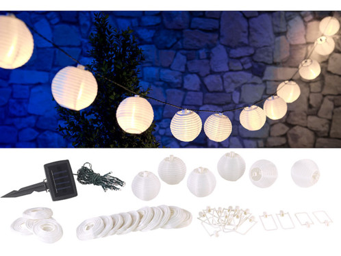 Guirlande LED solaire blanc chaud 6 m avec 20 lampions de la marque Lunartec