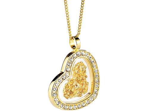 Chaînette & pendentif ''Cœur'' avec feuille d’or 23 carats