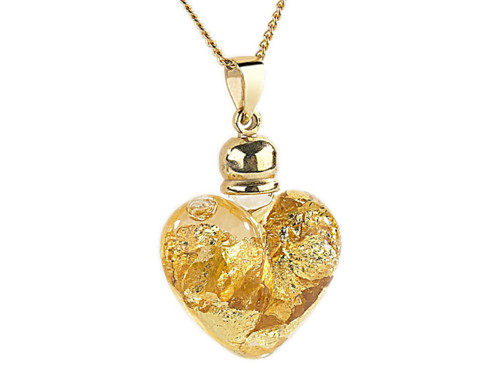 Chaînette plaqué or avec pendentif en verre en forme de coeur de la marque St.Leonhard