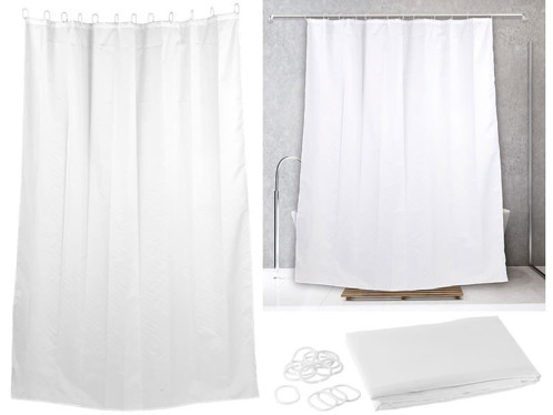 rideau de douche 2 m en tissu lavable motif blanc