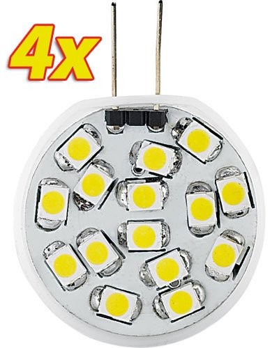 4 Ampoules 15 LED SMD G4 blanc froid