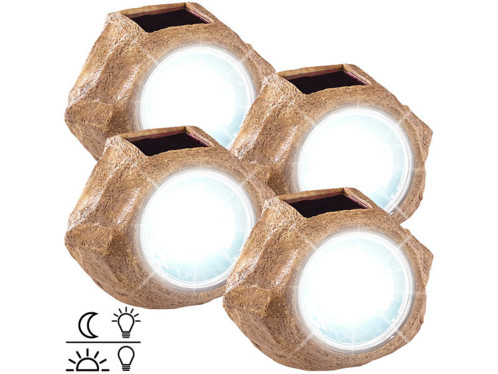 4 Lampes De Jardin Solaire A Led Aspect Pierre Pearl Fr