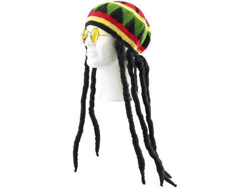 Bonnet jamaïcain avec dreadlocks & lunettes 