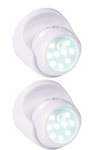 2 spots LED sans fil 2 W avec capteurs de mouvement et d'obscurité
