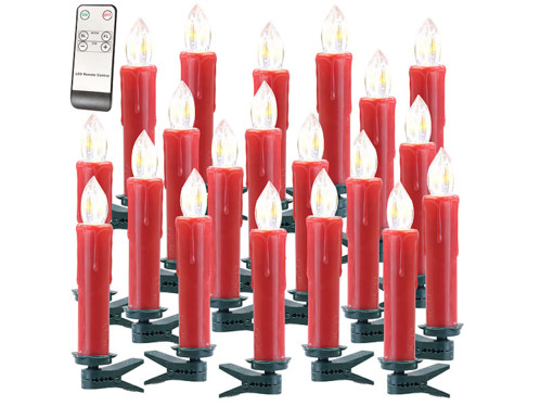 20 bougies LED sans fil avec télécommande XMS-35.r - Rouge