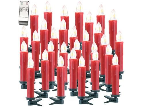Lot de 30 bougies à LED rouges modèle XMS-35.r Lunartec.