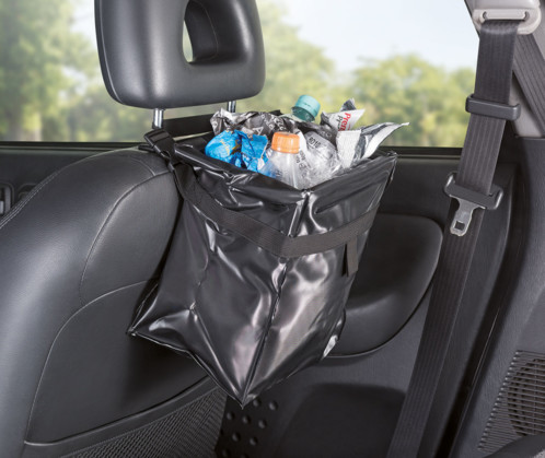 Noir Suspendre la bo/îte de rangement des d/échets Organisateur de d/échets amovible et portable Mini poubelle de voiture universel Voyage Portable v/éhicule Poubelle
