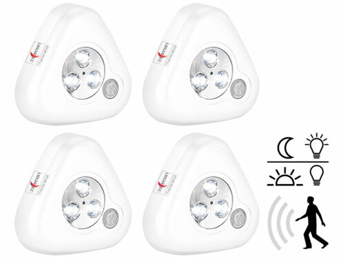 4 lampes à LED mobiles ''Stick & Go'' avec détecteur de mouvement de la marque Lunartec