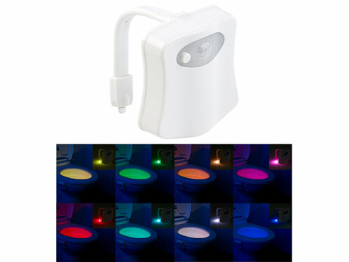 Lampe LED pour toilettes avec veilleuse et détecteur de mouvement.