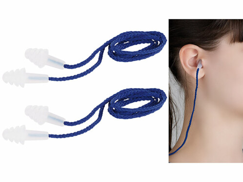 Bouchons d'oreilles à lamelles avec cordelette (atténuation 29 dB) - x2 paires