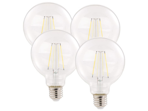 Pack 4 ampoules LED à filament E27 806 lm 360° A++ 6 W - blanc lumière du jour