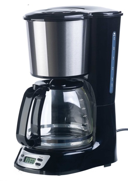 cafetière électrique à filtre avec programmateur jusqu'à 24h et plaque de maintien au chaud pour 12 tasses de café kf315