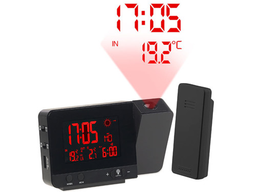 Réveil à projection et station météo sans fil 2 en 1 - Noir (Reconditionné)