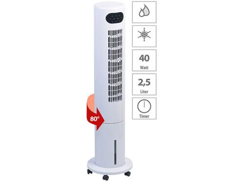 Ventilateur colonne avec rafraîchisseur et humidificateur VT-420 - 40W Sichler Haushaltsgeräte. Oscillation pour une répartition optimale de l'air