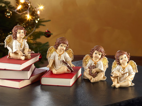 4 anges de Noël décoratifs avec instruments de musique