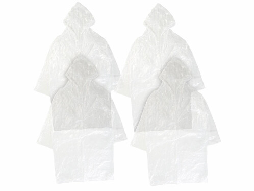 4 longs manteaux de pluie à capuche, coloris transparent