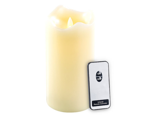 Bougie télécommandée à LED scintillante, cire véritable (18 cm)