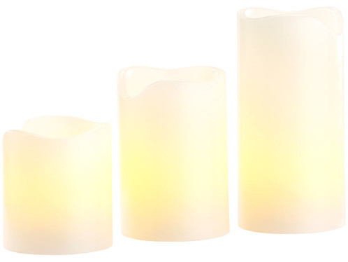 3 bougies à LED effet flamme vacillante et cire véritable