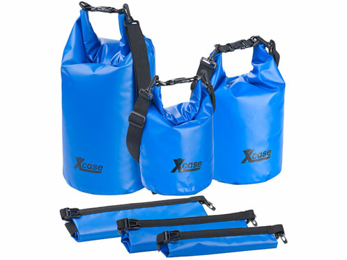 Lot de 3 sacs polochons étanches – 5/10/20 litres - bleu