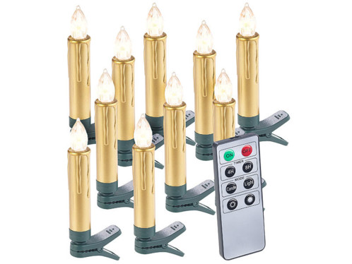 bougies LED pour sapin de Noël avec télécommande - coloris Or