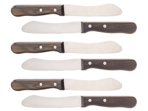 6 couteaux à beurre avec manche en bois