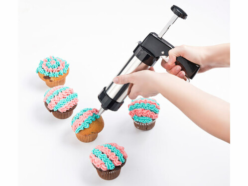 Pistolet à Pâtisserie Pro Avec 16 Gabarits Et 8 Douilles - Décorations Gâteaux Et Biscuits