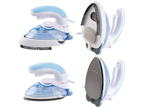 mini fer a repasser de voyage avec reglage 110v ou 230v et brosse sichler pearl fr