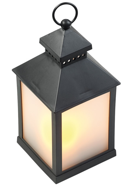 fausse lanterne led style rétro acier poudré avec effets flamme vacillante avec minuteur