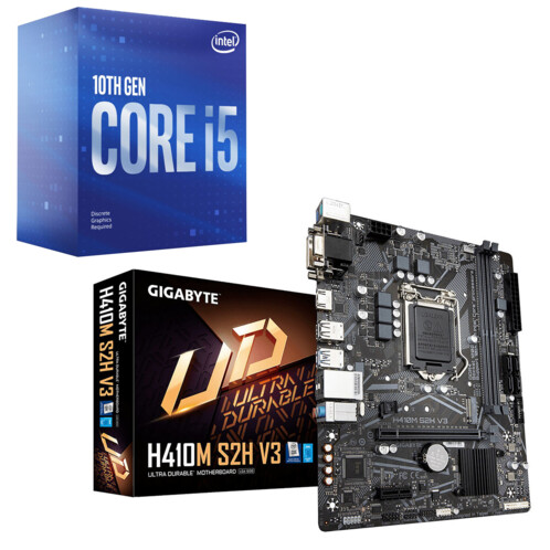 Kit carte mère gigabite H410M + processeur Intel Core i5 10400F