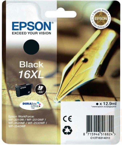 Cartouche originale Epson N°16  Stylo plume XL T163140 - Noir