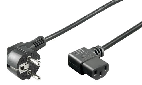cable d'alimentation informatique PC iec coudé avec fiche 230v 2p+t longueur 2m noir