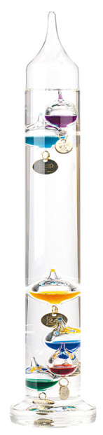 Thermomètre en verre Galileo - modèle de luxe.Corps élégant en verre avec 6 billes de mesure 