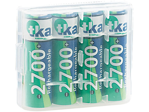 Pack de 4 accumulateurs NiMH AA avec boîtier en plastique rigide de la marque TKA