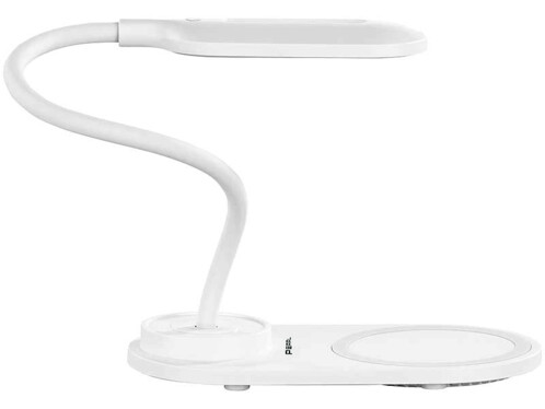 Lampe de bureau LED Charge USB Fond carré blanc chargeur de téléphone sans fil QI Lampe de lecture à domicile 4 températures de couleur naturelle 5 niveaux de luminosité 
