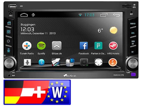 Autoradio Android 2 DIN ''DSR-N 370'' avec cartes GPS Europe de l'ouest