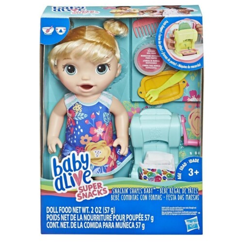 Packaging de la poupée Baby Alive Bébé régal de pâtes de Hasbro.